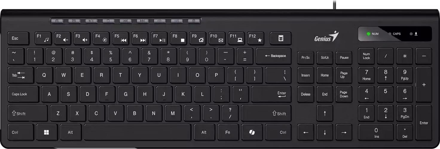 Genius Slimstar 230 II, Klávesnice, drátová, USB, CZ+SK layout, Copilot klávesa, černá