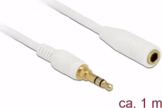 Delock Stereo Jack prodlužovací kabel 3,5 mm 3 pin samec na samici 1 m bílá