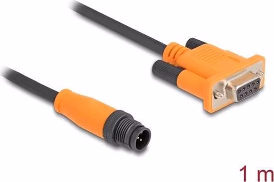 Delock Kabel sběrnice M12 CAN, A-kódovaný, 9 pinový, ze zástrčky na zásuvku D-Sub 9, délky 1 m
