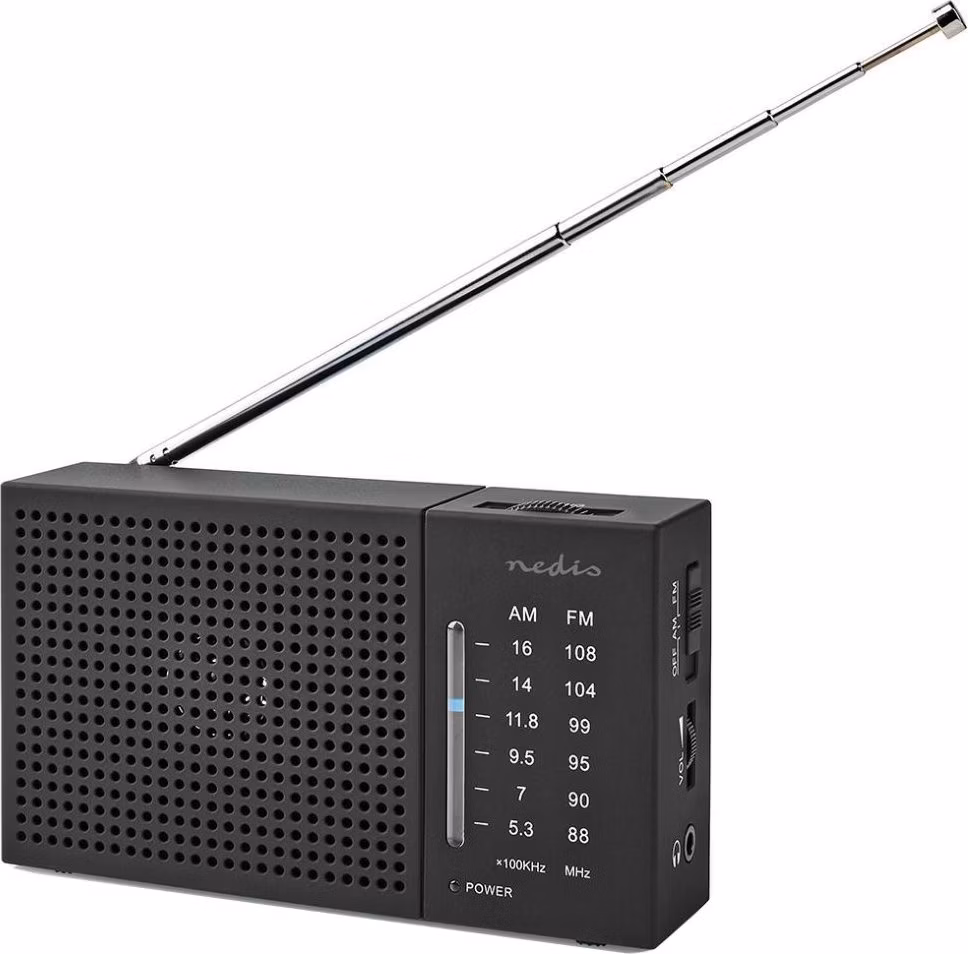 Nedis RDFM1200BK - FM Rádio Přenosné | AM / FM | Napájení z baterie | Analogový |  1.5 W | IP20 | Černá