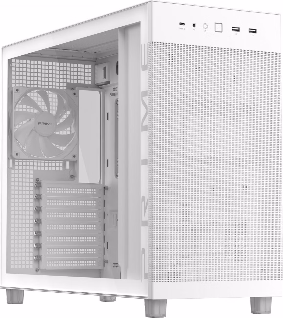 ASUS case PRIME AP303 TG WHITE, ATX, průhledná bočnice,1x120mm, bílá
