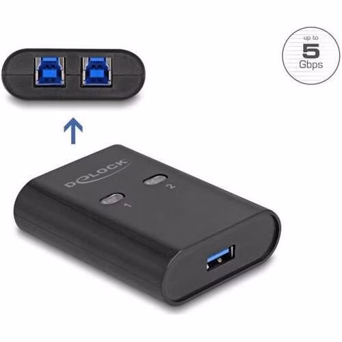 Delock Přepínač USB 5 Gbps, 2 PC na 1 zařízení