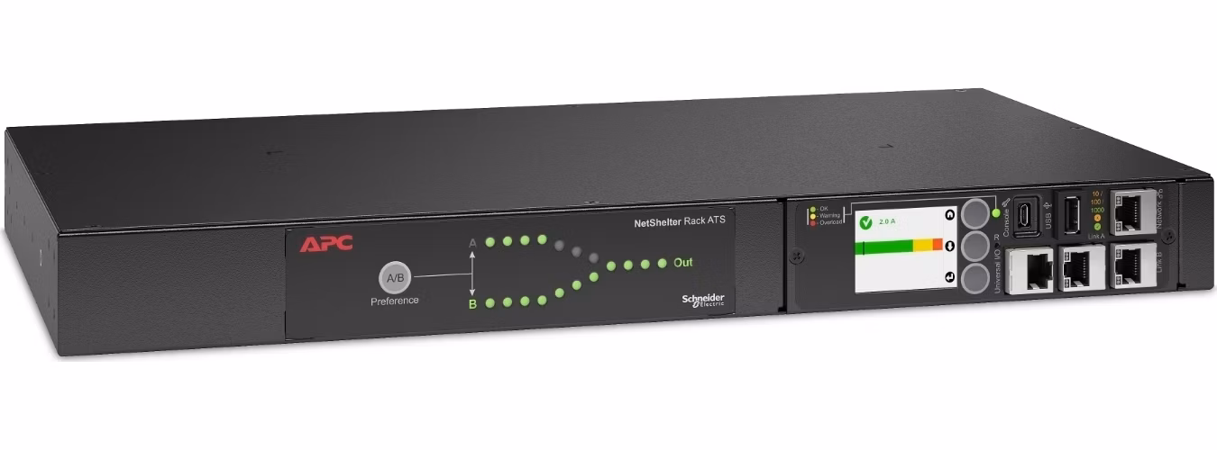 APC Rack Automatic Transfer Switch, 1U, 10A, 230V, C14 IN, 12 C13 OUT, 50 / 60Hz