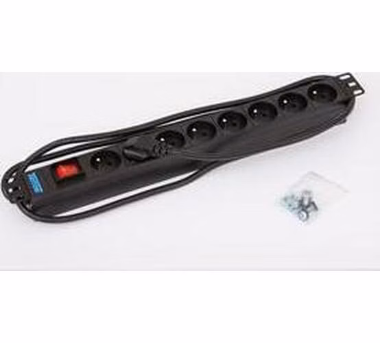 TRITON 19" rozvádzač 8x230V - 2m, vypínač, čierny
