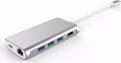 LMP USB-C mini Dock 8-port - Silver Aluminium