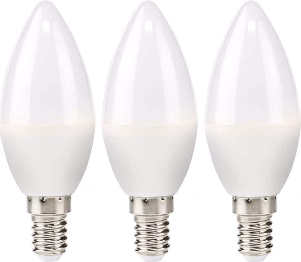 NEDIS LED žárovka E14/ svíčka/ 4,9 W/ 220 V/ 470 lm/ 2700 K/ teplá bílá/ matná/ 3 kusy
