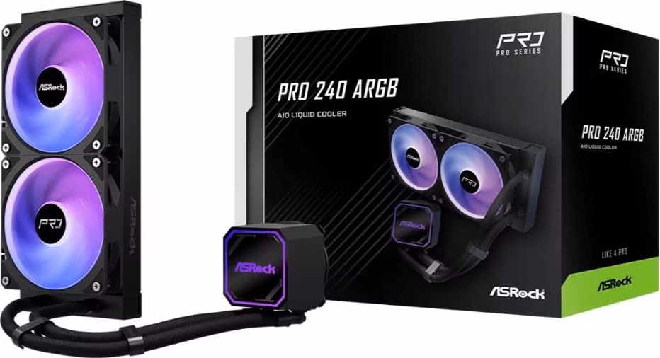 ASROCK Vodní chladič Pro 240 ARGB, 2x120mm, LGA1851, AM5, černá
