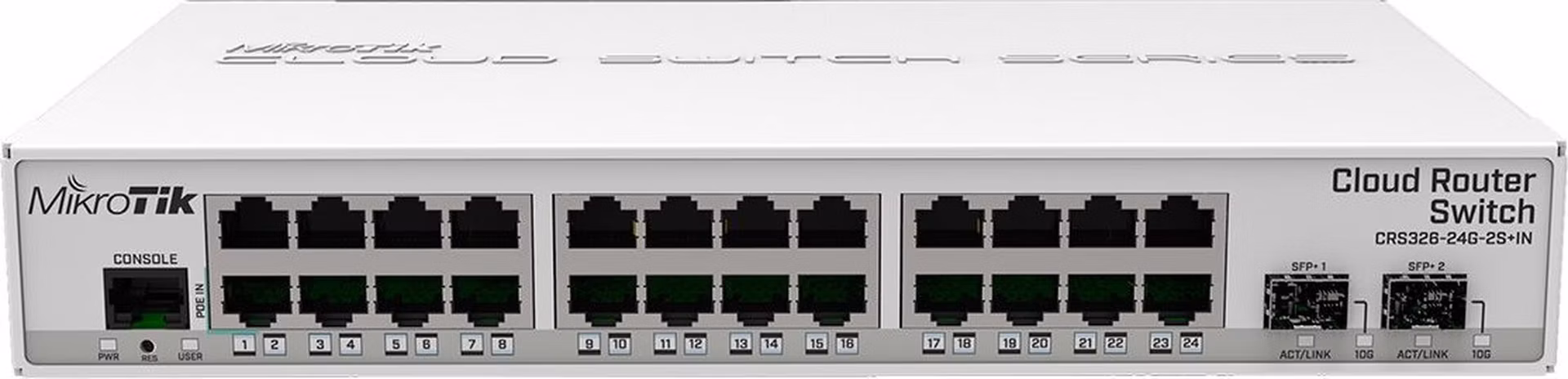 MIKROTIK RouterBOARD Cloud Router Switch CRS326-24G-2S+IN + L5 (800MHz; 512MB RAM; 24x GLAN; 2x SFP+) desktop