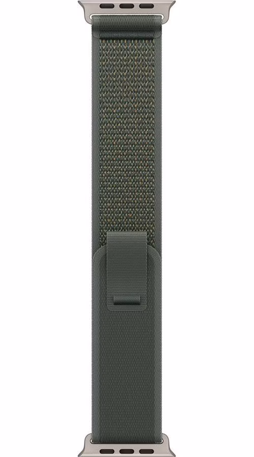 Apple Watch 49mm Green Trail Loop - S/M - Natural Titanium Finish