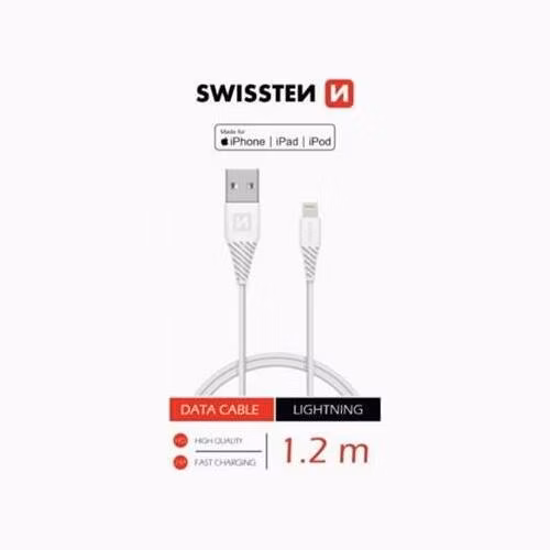 SWISSTEN DATOVÝ KABEL TPE USB / LIGHTNING MFi 1,2 M BÍLÝ