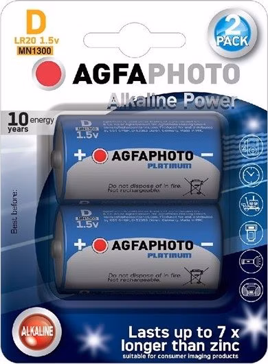 AgfaPhoto Power alkalická batéria 1.5V, LR20/D, blister 2ks