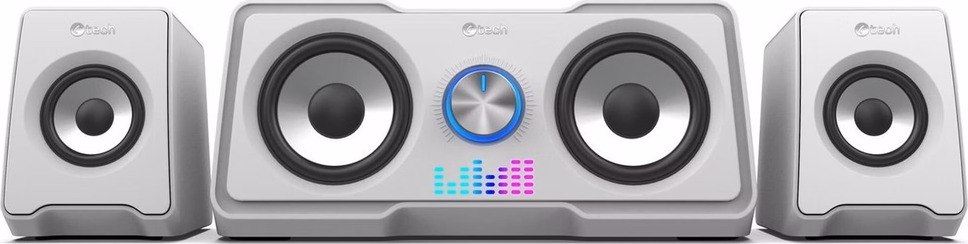 C-TECH reproduktory SPK-16, 2.2, 16W, RGB podsvícení, 3,5mm jack, USB napájení, bílé