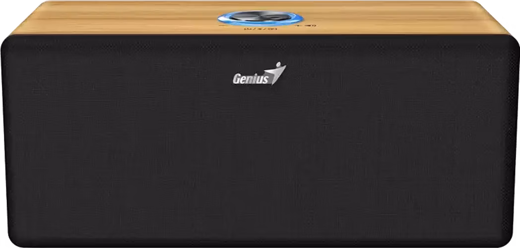 Genius SP-HF505BT, Reproduktor, 20W, Bluetooth 5.3, AUX vstup, sluchátkový výstup, ovládání hlasitosti, světlé dřevo