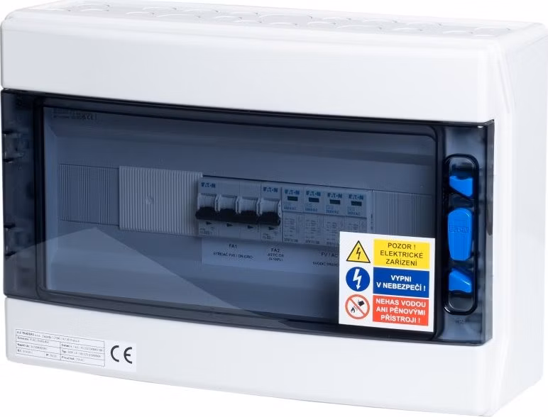 Solarmi AC25N0 osazený rozvaděč pro fotovoltaiku, jističe, chránič, N0, 3f, 25A
