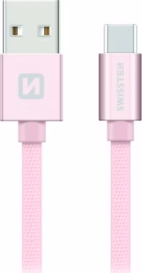 Swissten Datový Kabel Textile Usb / Usb-C 1,2 M Růžovo/Zlatý