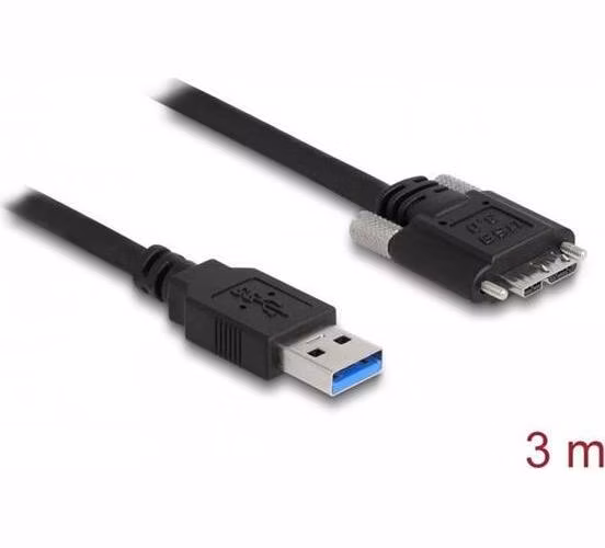 Delock Kabel USB 3.0 Typ-A samec na Typ Micro-B samec se šroubky 3 m