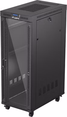 19" VOĽNE STOJÚCA RACKOVÁ SKRIŇA 32U 600X1000 ČIERNY LANBERG LCD SKLENENÉ DVERE (PLOCHÉ BALENIE)