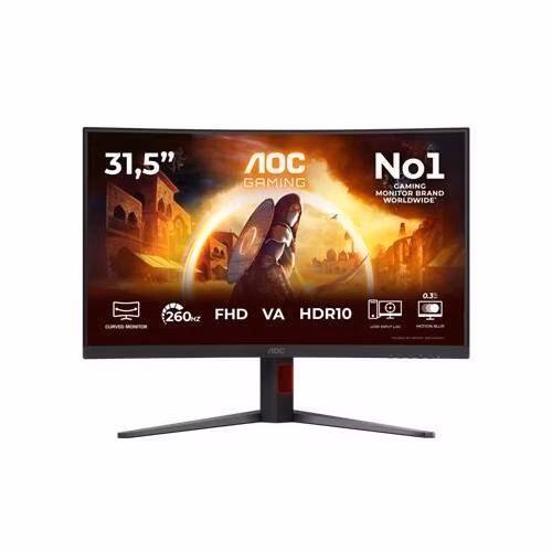 AOC LCD herní C32G4Z 31,5" zakřivený VA/1920x1080@260Hz/0,3ms/300cd/2xHDMI/DP/Pivot/HAS/VESA
