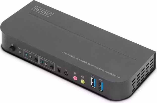 DIGITUS DS-12874 KVM Switch, 2x1 HDMI, HDMI Out, USB, 4Kx2K@60Hz, černá