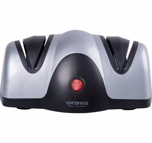 ORAVA BN-40 A elektrický brusič nožů, safírové brusné kotouče, dvoustupňový systém, šedo-černý