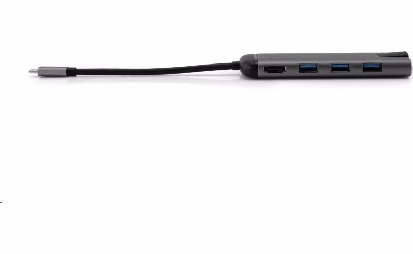 VERBATIM 49142 Multiportový HUB USB-C, 3x USB 3.0, 1x USB-C, HDMI, LAN, SD, microSD, šedý dok