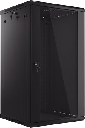LANBERG 19" RACKOVÁ SKŘÍŇ PRO MONTÁŽ NA STĚNU 22U/600X600 (v rozloženém stavu) S PROSKLENÝMI DVEŘMI ČERNÁ  V2