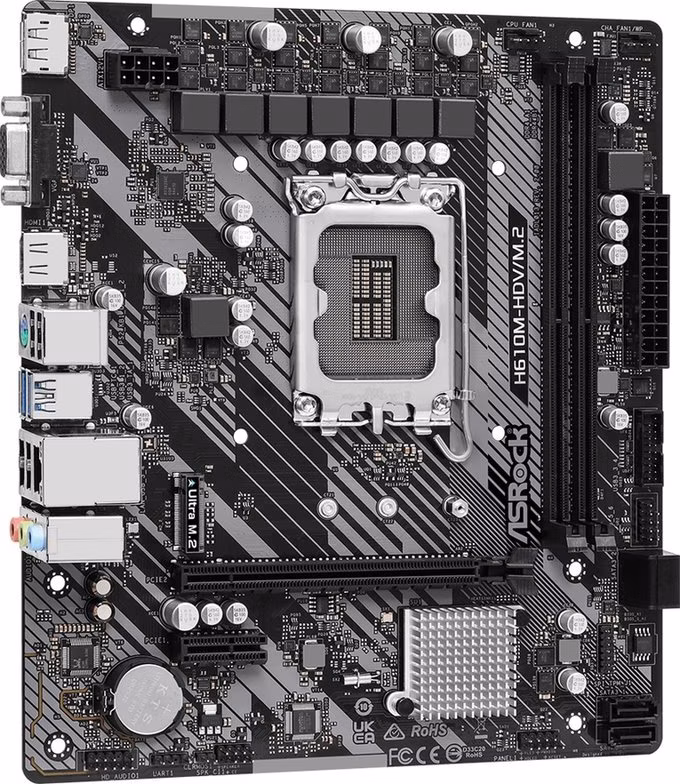 ASRock H610M-HDV/M.2 / LGA1700 / Intel H610 / 2x DDR4 DIMM / HDMI / DP / VGA / M.2 / mATX