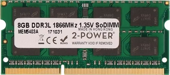 2-Power 8GB PC3L-14900S 1866MHz DDR3 CL13 1.35V SoDIMM 2Rx8 1.35V (DOŽIVOTNÍ ZÁRUKA)