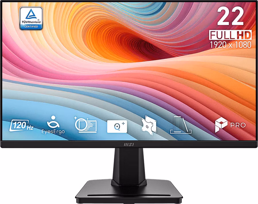 MSI monitor PRO MP225 E12VL, 21,5" VA/1920 x 1080 FHD/120Hz/1ms/HDMI/D-Sub/černá