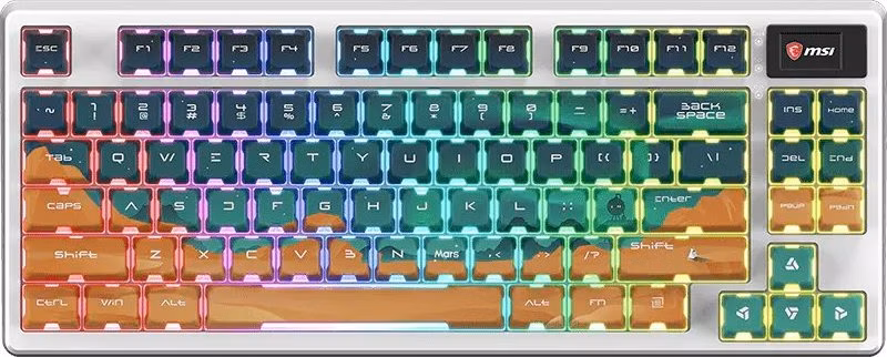 MSI herní klávesnice FORGE GK600 TKL Mars/ bezdrátová 2,4GHz+BT/ mechanická/ RGB/ USB-C/ display/ CZ+SK layout