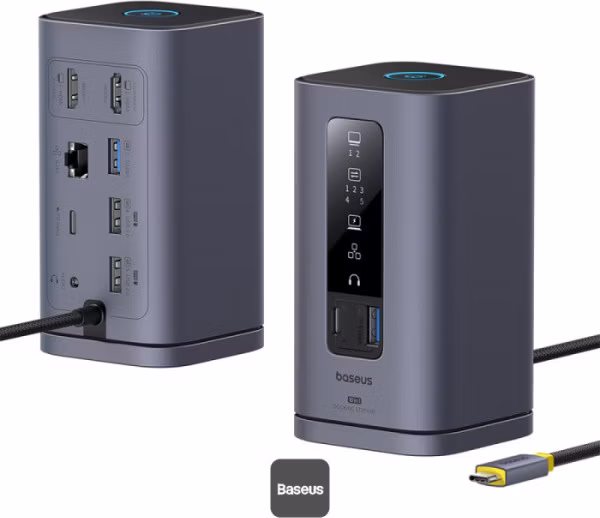 Baseus Dokovací stanice Spacemate 10v1 (USB-C PD 100W, USB-C, 2x USB-A, 2x HDMI) šedá