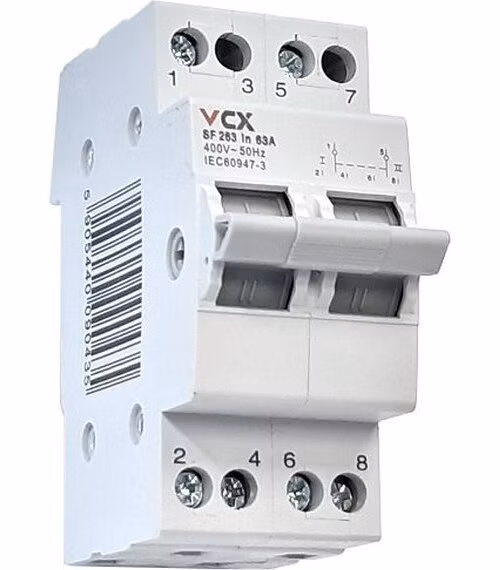 Solarmi VCX SF263 přepínač napájení, 1-0-2, 2P, 63A, na DIN lištu