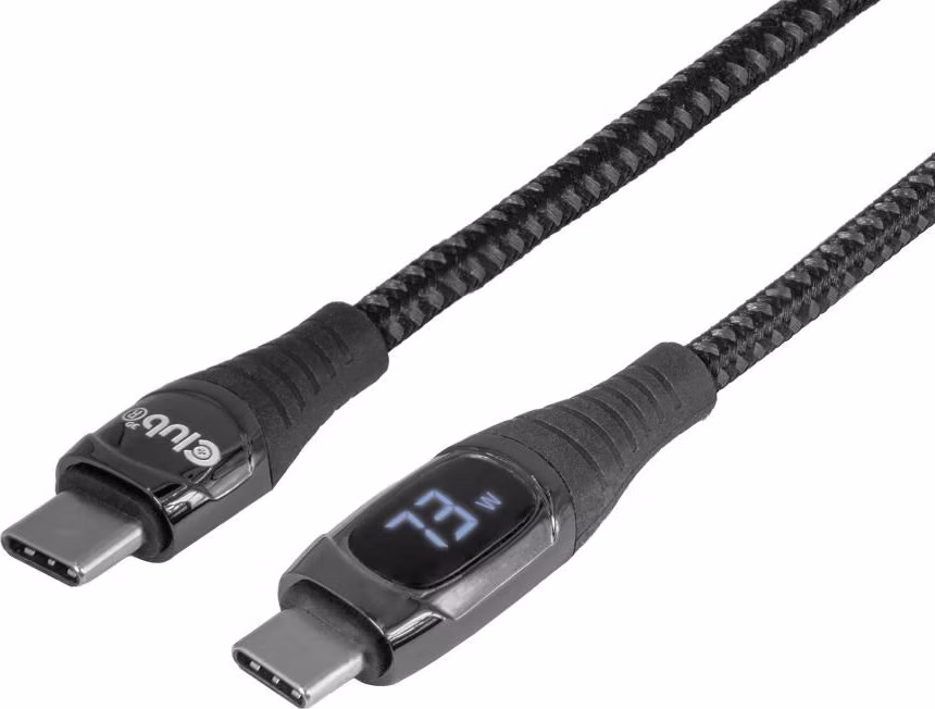 Club3D Kabel USB-C Safe s měřičem výkonu, 240 W, bez přenosu dat, 2m