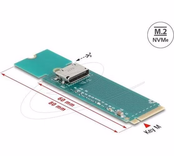 Delock Konvertor z M.2 Key M na 1 x OCuLink SFF-8612