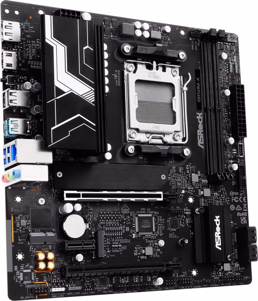 ASRock B850M-X / AMD B850 / AM5 / 2x DDR5 DIMM / 2x M.2 / HDMI / DP / USB-C / mATX