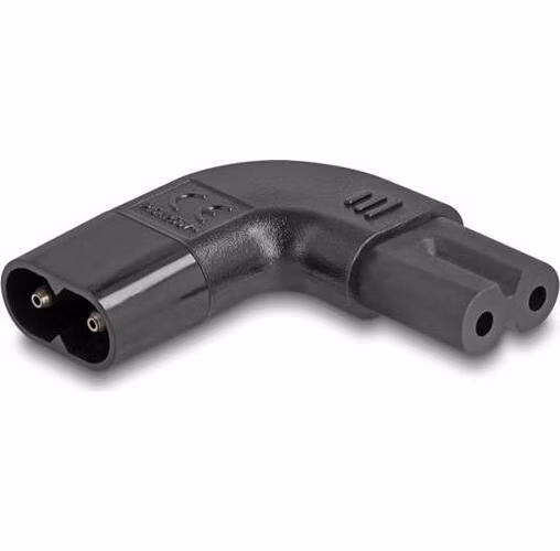 Delock Napájecí adaptér IEC 60320 – z C8 na C7, zástrčka / zásuvka, 10 A, 90°, levý / pravý, pravoúhlý