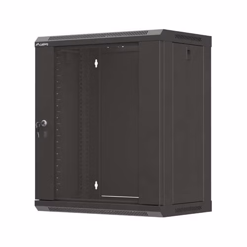 LANBERG 19" RACKOVÁ SKŘÍŇ PRO MONTÁŽ NA STĚNU 12U/540X350 (PLOCHÉ BALENÍ) S PROSKLENÝMI DVEŘMI ČERNÁ