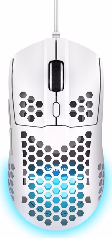 Trust Gaming GXT 928W Helox/Herní/Optická/Pro praváky/6 400 DPI/Drátová USB/Bílá