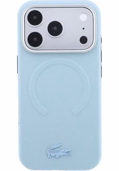 Lacoste PVC Petit Pique Semi Wrap Embossed MagSafe kryt iPhone 18 Pro modrý