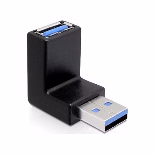 DeLock adaptér USB 3.0 samec - USB 3.0 samice pod úhelem 270° vertikálně
