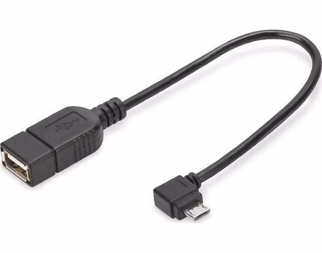 Digitus Adaptérový kabel USB 2.0, OTG, typ micro B - A M / F, 0,15 m, USB 2.0 v souladu, pravý úhel, bl