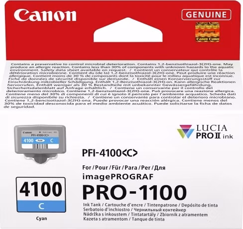 CANON Zásobník inkoustu PFI-4100 pro imagePROGRAF PRO-1100, Cyan (80ml)