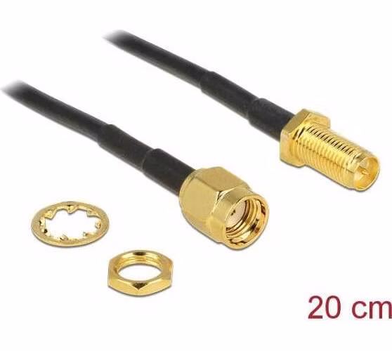 Delock anténí kabel RP-SMA Plug > RP-SMA Jack Bulkhead 200 mm