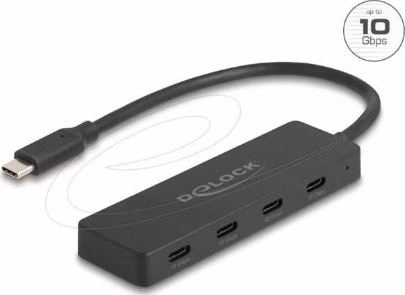 Delock Rozbočovač USB 10 Gbps, USB Type-C™, se 4 x zásuvkami USB Type-C™ černá