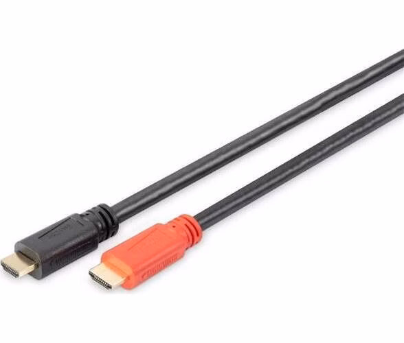 DIGITUS HDMI vysokorychlostní připojovací kabel s Ethernetem a zesilovačem signálu 10,0 m, Ultra HD 24p, CE, zlato, bl