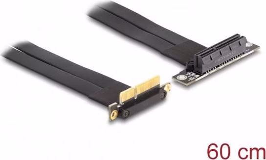 Delock Riser karta PCI Express, ze zástrčky x4 90° pravoúhlý na slot x4 90° pravoúhlý, s kabelem, délka 60 cm