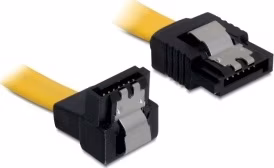 Kabel SATA III 30 cm, přímý/dolů, žlutý, kovová západka