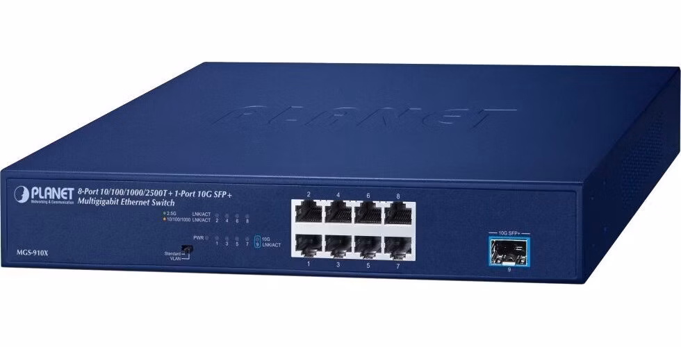 Planet switch 8x1Gb/2.5Gb + 1xSFP+ 10Gb, VLAN, fanless