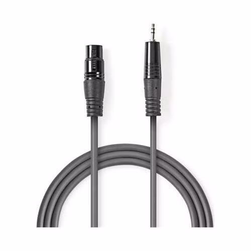 Nedis COTH15300GY15 - XLR Audiokabel | XLR 3pinová Zástrčka – 3,5mm Zástrčka | 1,5 m | Šedá barva