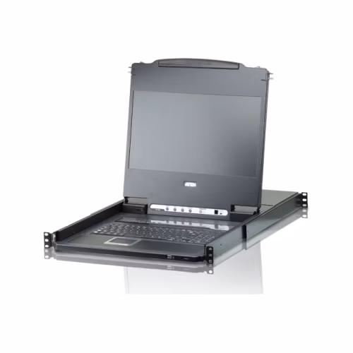 ATEN CL6708MW-ATA-AG SINGLE RAIL 8-PORT DVI FHD LCD KVM 17.3" W/LED LIGHT/USA KB/EU